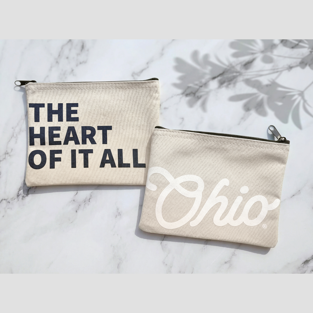 Ohio The Heart of it All — Recycled Canvas Zippered Pouch