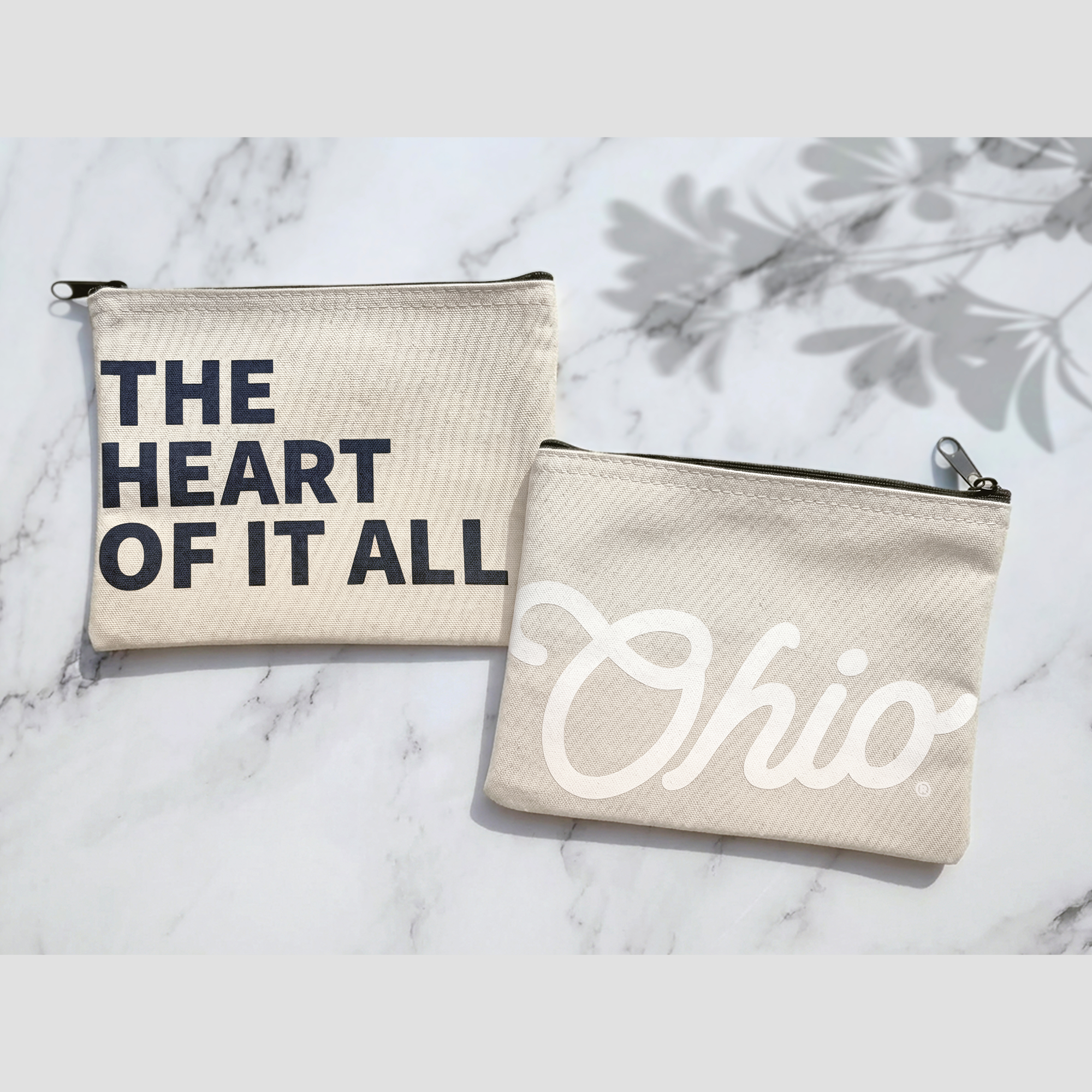 Ohio The Heart of it All — Recycled Canvas Zippered Pouch