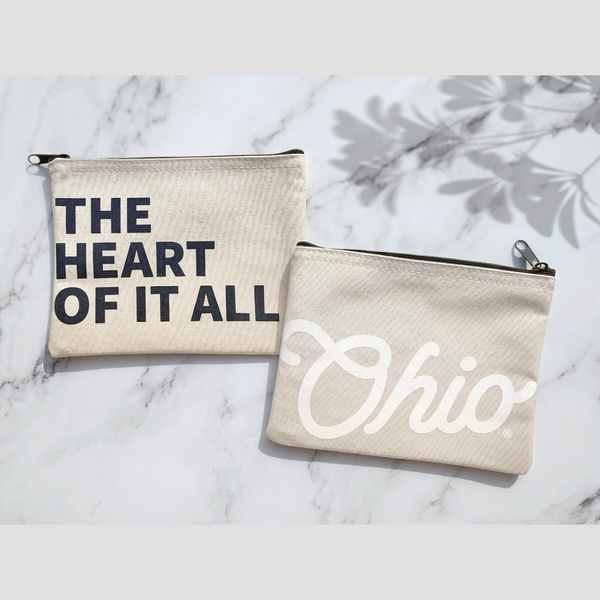 Ohio The Heart of it All — Recycled Canvas Zippered Pouch